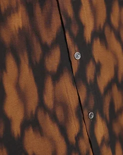 Brown Regular Fit Animal Print Revere Shirt