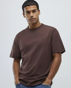 Brown Regular Fit Crew Neck Midweight T-Shirt