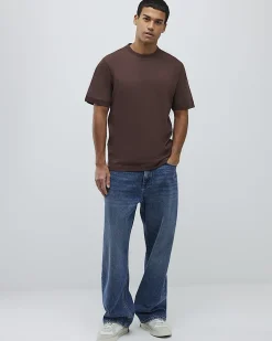 Brown Regular Fit Crew Neck Midweight T-Shirt