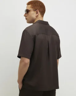 Brown Regular Fit Embroidered Script Shirt