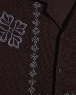 Brown Regular Fit Flower Embroidered Shirt