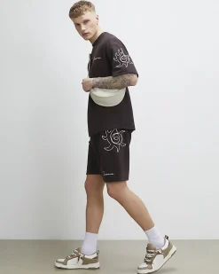 Brown Regular Fit Roping Shorts