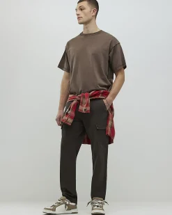 Brown Regular Fit Stretch Textured Joggers