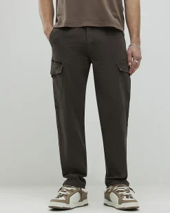 Brown Regular Fit Stretch Textured Joggers