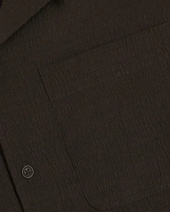 Brown Regular Fit Textured Short Sleeve Shirt