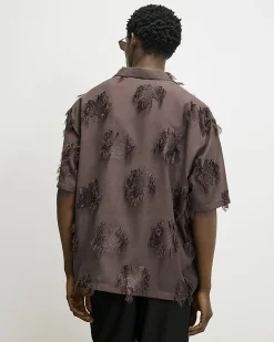 Brown RI Studio 3D Floral Shirt
