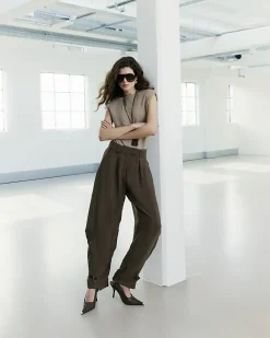 Brown RI Studio Drapey Barrel Trousers
