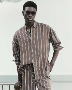 Brown RI Studio Stripe Shirt