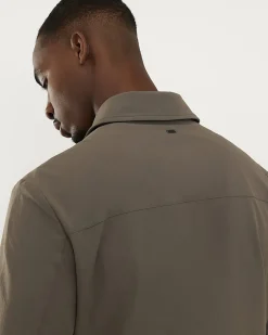 Brown Ripstop Texture Muscle Fit Shacket