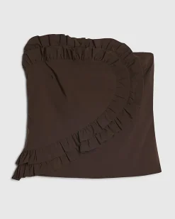 Brown Ruffle Bandeau Top