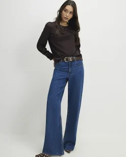 Brown Satin Long Sleeve Pleat Front Blouse
