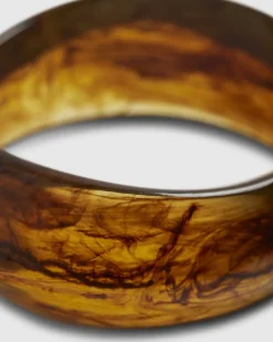 Brown Sculpted Tortoiseshell Resin Bangle