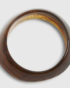 Brown Sculpted Tortoiseshell Resin Bangle