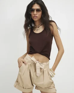 Brown Semi Sheer Tank Top