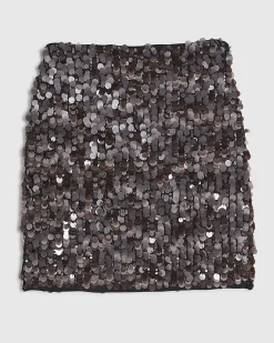 Brown Sequin Mini Skirt