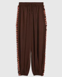 Brown Sequin Side Panel Hareem Trousers