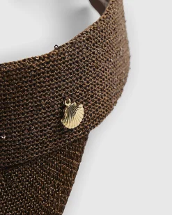 Brown Sequin Visor Hat