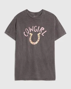 Brown Short Sleeve Cowgirl Horseshoe T-Shirt