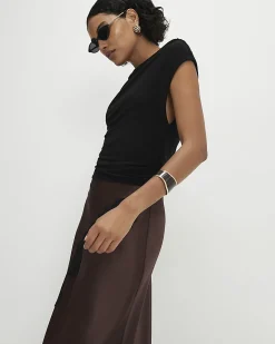 Brown Short Sleeve Lace Hybrid Maxi Dress