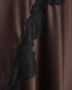 Brown Short Sleeve Lace Hybrid Maxi Dress