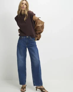 Brown Short Sleeve Pleat Shoulder T-shirt