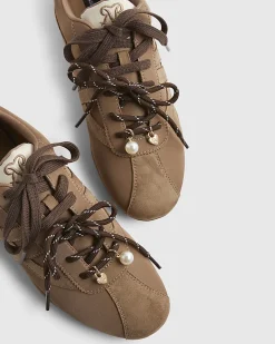 Brown Slim Double Lace Trainers