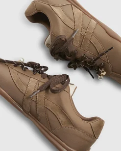 Brown Slim Double Lace Trainers
