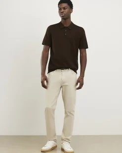 Brown Slim Fit Essential Knit Zip Polo Shirt