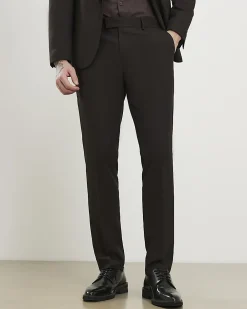 Brown Slim Fit Herringbone Suit Trousers