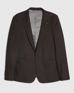 Brown Slim Fit Herringbone Suit Jacket