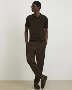 Brown Slim Fit Knitted Polo Shirt