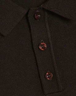 Brown Slim Fit Knitted Polo Shirt