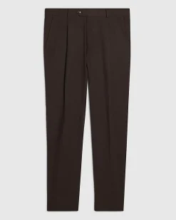 Brown Slim Fit Linen Blend Suit Trousers