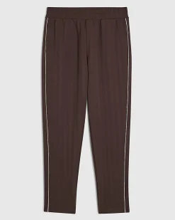 Brown Slim Fit Piped Textured Joggers