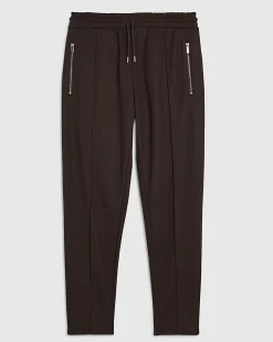 Brown Slim Fit Pique Pintuck Joggers