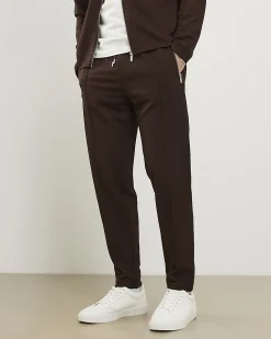Brown Slim Fit Pique Pintuck Joggers