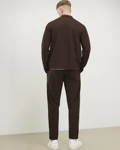 Brown Slim Fit Pique Pintuck Joggers