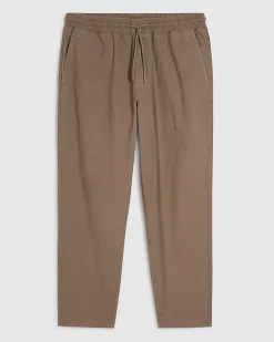 Brown Slim Fit Stretch Textured Joggers