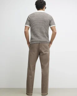 Brown Slim Fit Stretch Textured Joggers