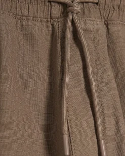 Brown Slim Fit Stretch Textured Joggers