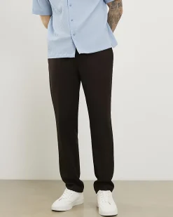 Brown Slim Fit Stretch Textured Trousers