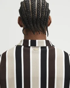 Brown Slim Fit Stripe Textured Shirt