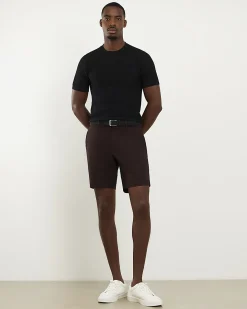 Brown Slim Stretch Chino Short with Belt