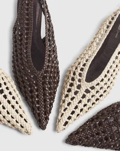 Brown Slingback Weave Court Shoes