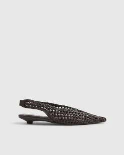 Brown Slingback Weave Court Shoes
