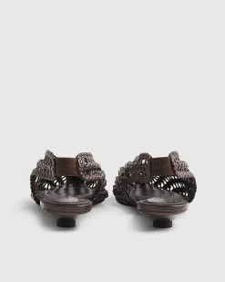 Brown Slingback Weave Court Shoes