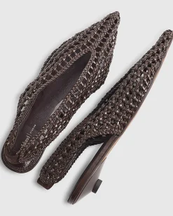 Brown Slingback Weave Court Shoes