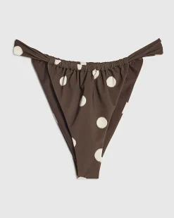 Brown Spot Print High Rise Bikini Bottoms