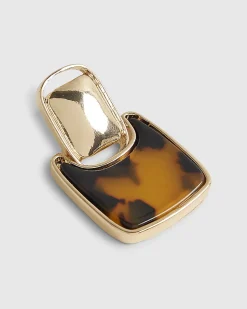 Brown Square Doorknocker Earrings
