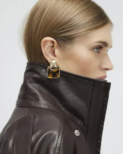 Brown Square Doorknocker Earrings